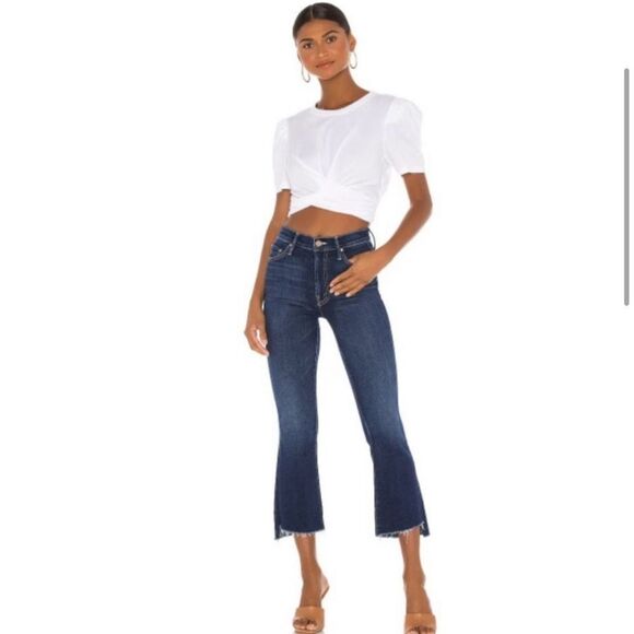 MOTHER The insider crop fray jeans size 25 in off limit blue shark hem - Picture 4 of 14